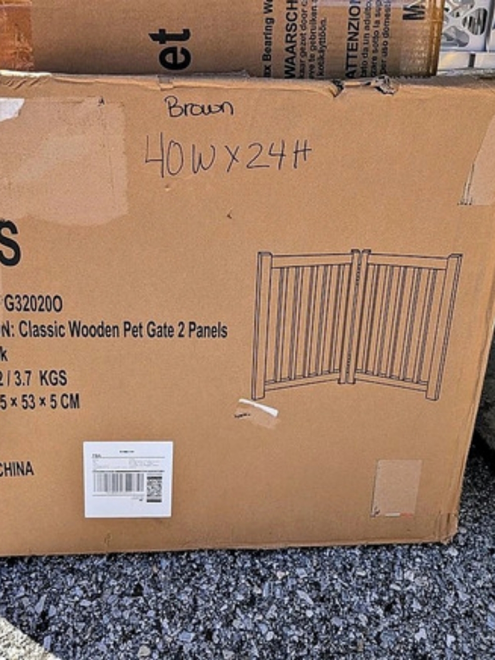 LZRS Classic Wooden Pet Gate 2 Panels Brown Oak 2-Panel Pet Gate NWT
